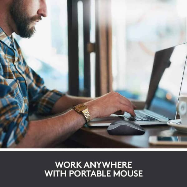 Logitech M185 Wireless Mouse USB for PC Windows, Mac and Linux, Grey with Ambidextrous Design-Black - Image 5
