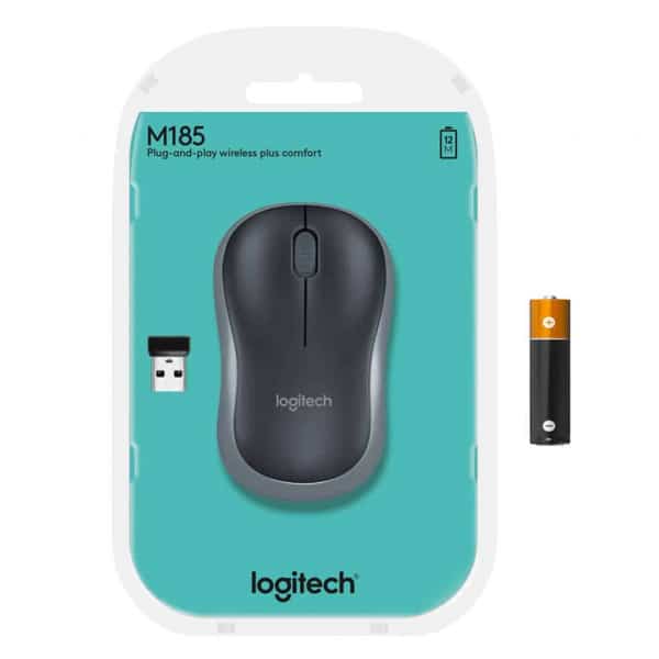 Logitech M185 Wireless Mouse USB for PC Windows, Mac and Linux, Grey with Ambidextrous Design-Black - Image 6