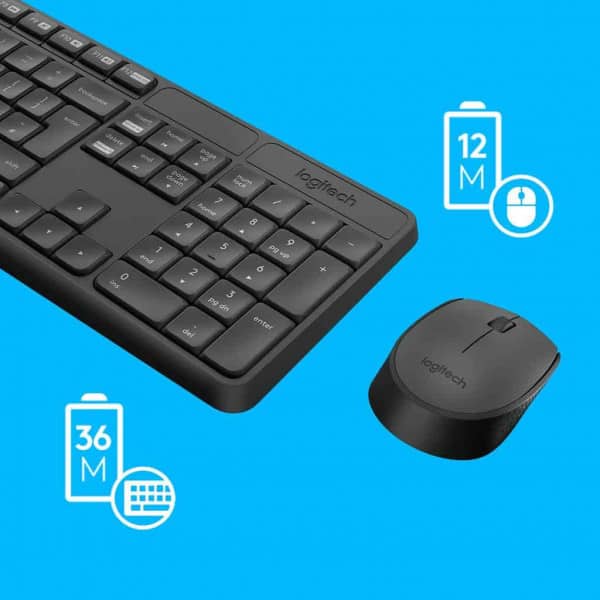 Logitech MK235 Wireless Keyboard and Mouse Combo for Windows, 2.4 GHz Wireless with Nano USB-Receiver, Wireless Mouse, 15 FN Keys, 3-Year Battery Life, PC/Laptop - Black - Image 4