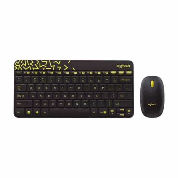 Logitech MK240 Nano Wireless Keyboard and Mouse Combo,12 Function Keys 2.4GHz Wireless, 1000DPI,Spill-Resistant Design, PC/Mac-Black/Chartreuse Yellow - Image 2