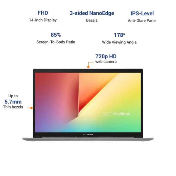 ASUS VivoBook S S14 Intel Core i5-1135G7 11th Gen, 14-inch FHD Thin and Light Laptop (8GB RAM/512GB SSD + 32GB Optane Memory/Windows 10/Office 2019/Iris Xᵉ Graphics/Indie Black/1.4 Kg), S433EA-AM501TS - Image 3