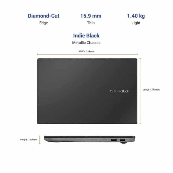 ASUS VivoBook S S14 Intel Core i5-1135G7 11th Gen, 14-inch FHD Thin and Light Laptop (8GB RAM/512GB SSD + 32GB Optane Memory/Windows 10/Office 2019/Iris Xᵉ Graphics/Indie Black/1.4 Kg), S433EA-AM501TS - Image 5