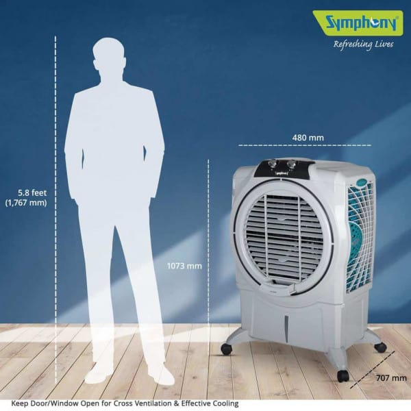 Symphony Sumo 75 XL Desert Air Cooler - 75-litres, Grey - Image 6
