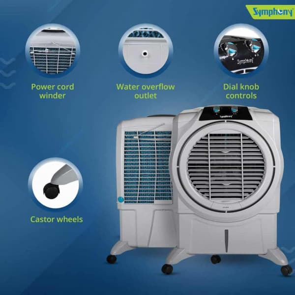 Symphony Sumo 75 XL Desert Air Cooler - 75-litres, Grey - Image 8