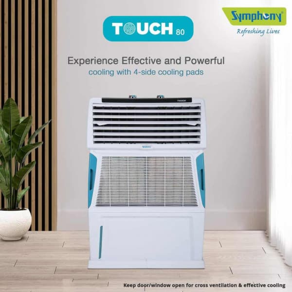 Symphony Touch 80 Room Air Cooler 80-litres, 4-Side Cooling Pads, Fully closable louvers, Multistage Air Purification, Cool Flow Dispenser & Low Power Consumption - Image 2