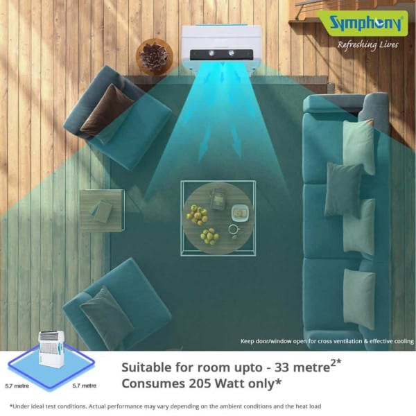 Symphony Touch 80 Room Air Cooler 80-litres, 4-Side Cooling Pads, Fully closable louvers, Multistage Air Purification, Cool Flow Dispenser & Low Power Consumption - Image 5