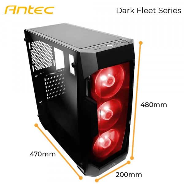 Antec DF500 RGB Mid Tower Gaming Cabinet Support ATX, M-ATX, ITX Motherboard with Tempered Glass Side Panel, 3 x 120mm RGB Fan Front Preinstalled (0-761345-80003-7) - Image 4