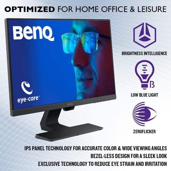 BenQ 24-inch Eye Care Monitor, IPS Panel with Height Adjustment, Built-in Speakers, HDMI, Display Port, Eye-Care Technology - GW2480T (Black) - Image 4