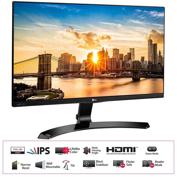 LG 22 inch (55cm) IPS Monitor - Full HD, IPS Panel with VGA, HDMI, DVI, Audio Out Ports - 22MP68VQ - Image 4