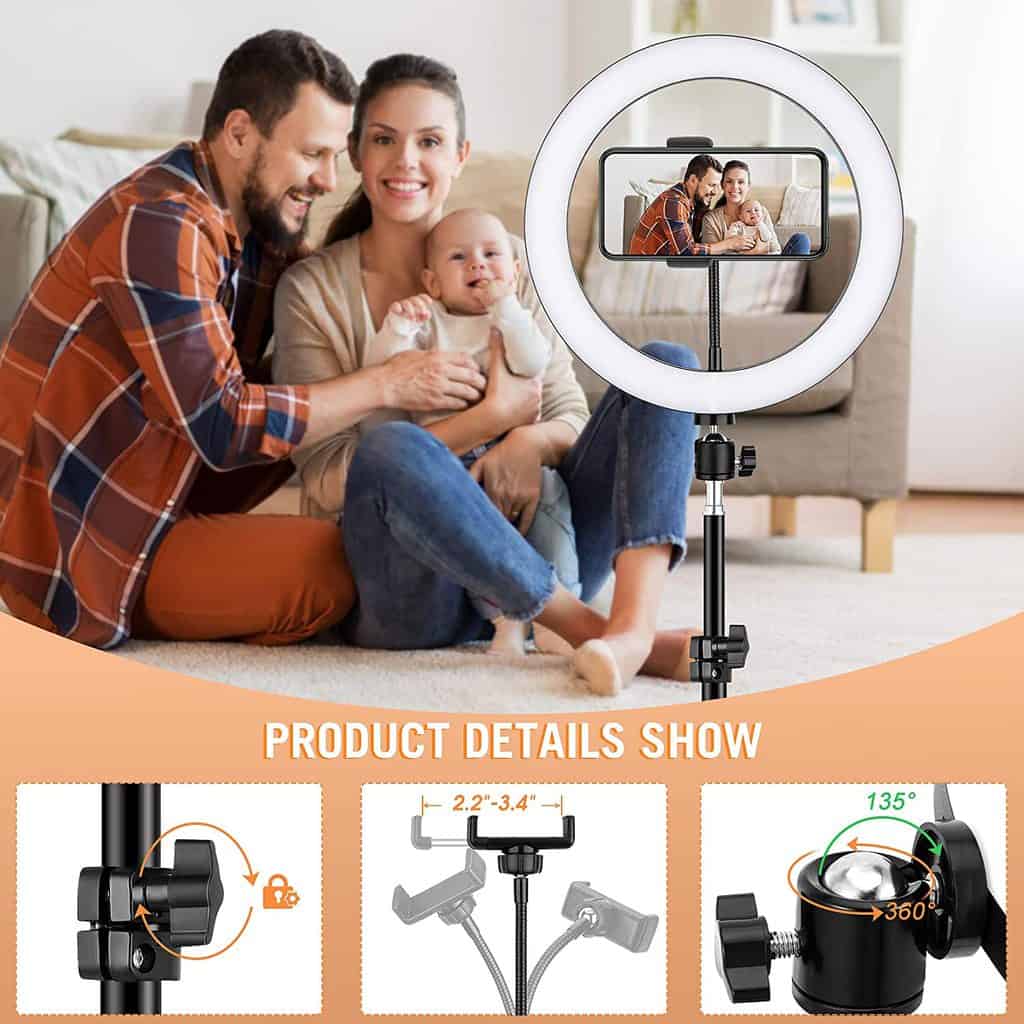 Waulnpekq 10 Selfie Ring Light with Tripod Stand & Phone India | Ubuy