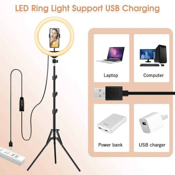 Ring Light with Stand and Phone Holder, 6 inch Adjustable Circle Light with Extendable Tripod 69", USB Powered, Heighten Hose, Ring Lights for iPhone Selfie, Video Recording, Streaming, Makeup - Image 7