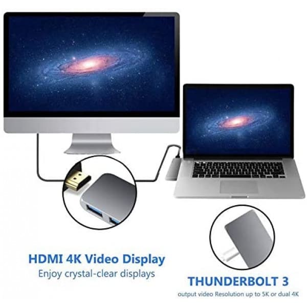 Power Up Powerup Thunderbolt 4 in 1, Aluminum USB Type-C Hub USB