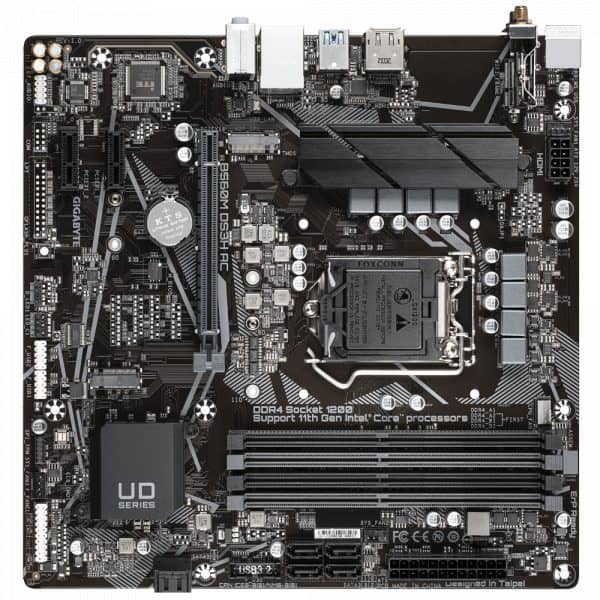 Gigabyte Intel® B560M DS3H AC Ultra Durable Motherboard with Direct 6+2 Phases Digital VRM, Full PCIe 4.0* Design, PCIe 4.0 M.2, Dual Band 802.11ac WIFI, GIGABYTE 8118 Gaming LAN, 8-ch HD Audio with Audio Caps, USB TYPE-C®, RGB FUSION 2.0, Q-Flash Plus - Image 2