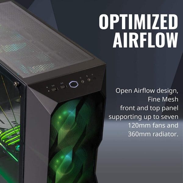 Cooler Master MasterBox TD500 Mesh Triple ARGB Mid Tower Gaming Cabinet with Dual 360mm Radiator Support and Crystalline Tempered Glass - Image 4