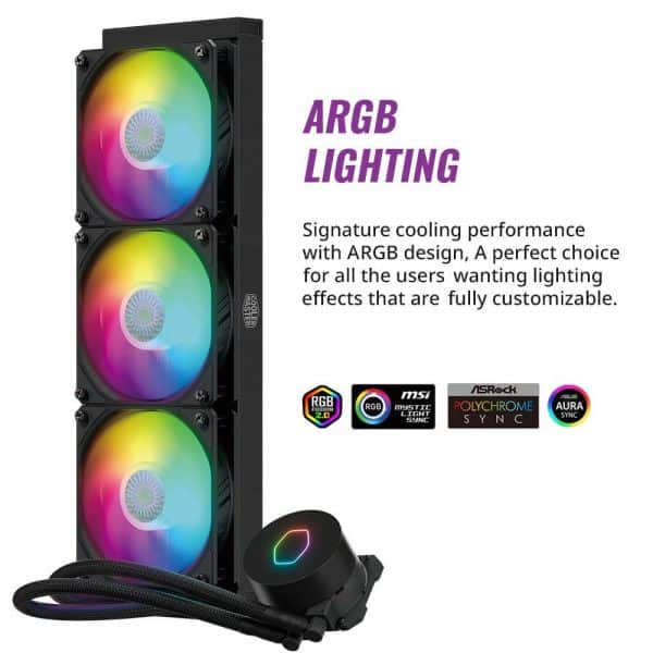Cooler Master MasterLiquid ML360L ARGB V2, Close-Loop AIO CPU Liquid Cooler, 3rd Gen Dual Chamber Pump, Triple SickleFlow 120mm for AMD Ryzen/Intel LGA 1200/1151 (MLW-D36M-A18PA-R2) - Image 7