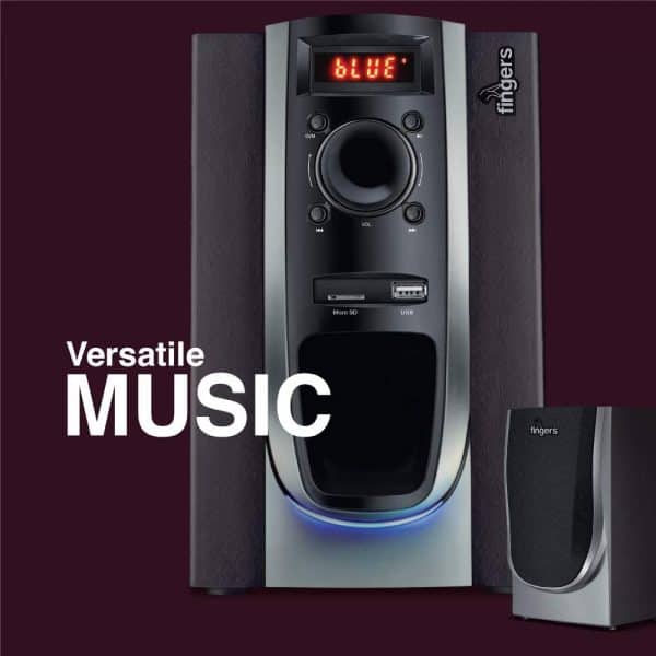 FINGERS Solitaire 2.1 Multimedia Wood Encased PC Speaker with Remote, Bluetooth, USB, FM Radio, MicroSD, Aux & LED Display - Image 5