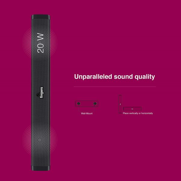 FINGERS Sound Gurukul Sound Bar [AC Power | 20 W | Bluetooth, USB, MicroSD, AUX, FM Radio, Mic-in (6.5 mm)] - Image 9