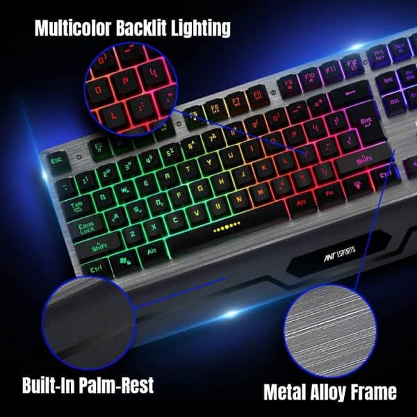 Ant Esports KM540 Gaming Backlit Keyboard and Mouse Combo, LED Wired Gaming Keyboard, Ergonomic & Wrist Rest Keyboard, Programmable Gaming Mouse for PC/Laptop/Mac – Black - Image 5