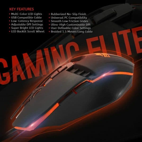 Ant Esports KM540 Gaming Backlit Keyboard and Mouse Combo, LED Wired Gaming Keyboard, Ergonomic & Wrist Rest Keyboard, Programmable Gaming Mouse for PC/Laptop/Mac – Black - Image 6
