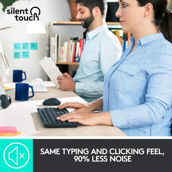 Logitech MK295 Wireless Keyboard and Mouse Combo - SilentTouch Technology, Full Number Keyboard, Shortcut Buttons, Nano USB Receiver, 90% Less Noise - Image 2