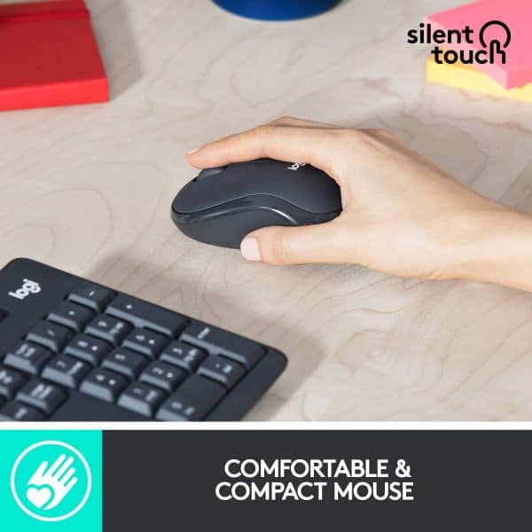 Logitech MK295 Wireless Keyboard and Mouse Combo - SilentTouch Technology, Full Number Keyboard, Shortcut Buttons, Nano USB Receiver, 90% Less Noise - Image 4