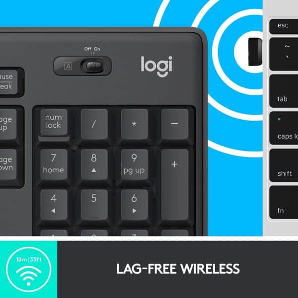Logitech MK295 Wireless Keyboard and Mouse Combo - SilentTouch Technology, Full Number Keyboard, Shortcut Buttons, Nano USB Receiver, 90% Less Noise - Image 5