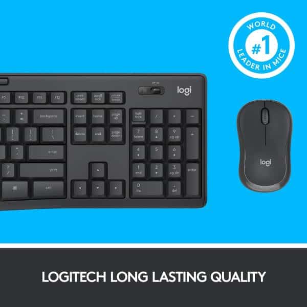 Logitech MK295 Wireless Keyboard and Mouse Combo - SilentTouch Technology, Full Number Keyboard, Shortcut Buttons, Nano USB Receiver, 90% Less Noise - Image 8