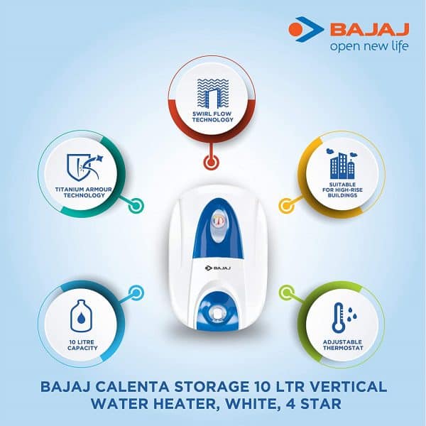 Bajaj Calenta Storage 10 Litre Verical Water Heater (White) - Image 6