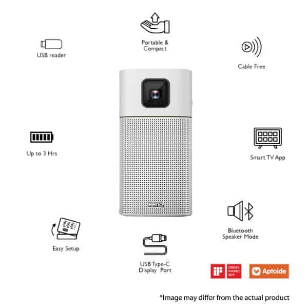 BenQ GV1 Portable Projector with Google Cast & AirPlay, Bluetooth Speaker, Wi-Fi (or Wireless Display), USB-C - Image 3