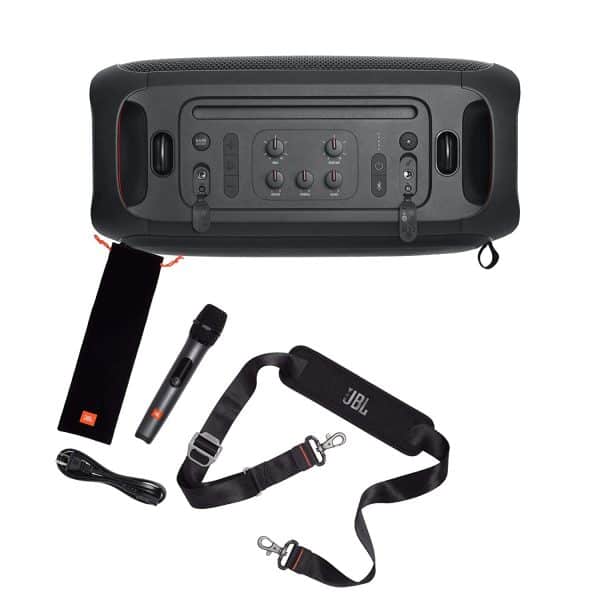 JBL PartyBox-On-The-Go by Harman Portable Bluetooth Party Speaker with Music Synced Light Show, Bass Booster, USB & Guitar Inputs, IPX4 Splashproof Protection 100 Watt, Wireless Mic Included - Image 7