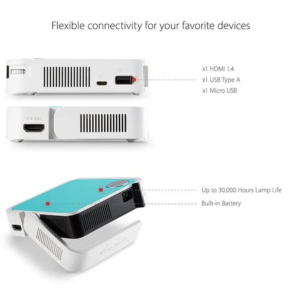 ViewSonic M1 Mini Portable Projector | JBL Speaker | HDMI | Auto Keystone |Built-in Battery |100" Projection Image - Image 7