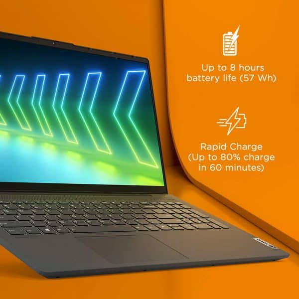 Lenovo IdeaPad Slim 5 11th Gen Intel Core i5 15.6" FHD IPS Thin & Light Laptop (8GB/256GB SSD + 1TB HDD/Win 10/Office/Nvidia GeForce MX450 Graphics/Fingerprint Reader/Graphite Grey/1.66Kg), 82FG010AIN - Image 7