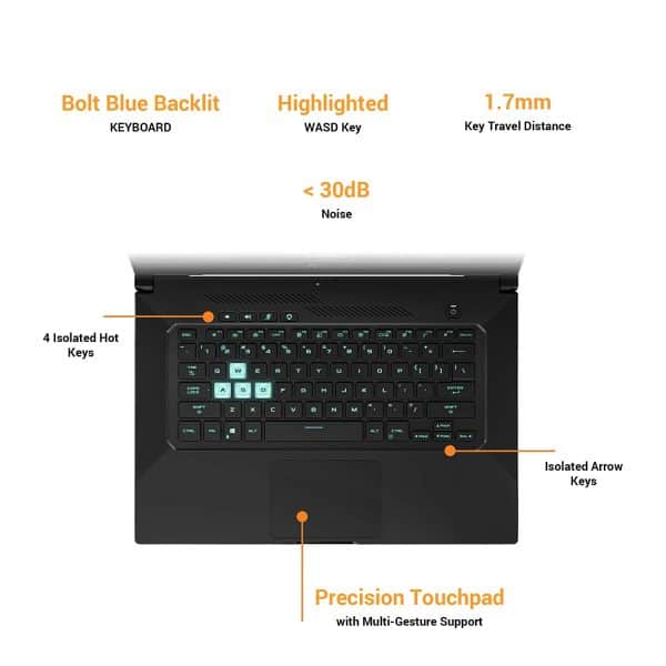 Asus TUF Dash F15 (2021), 15.6-inch FHD 240Hz/3ms, Intel Core i7-11370H 11th Gen, RTX 3070 8GB Graphics, (16GB RAM/1TB SSD/Office 2019/Win 10/Gray), FX516PR-AZ107TS - Image 4