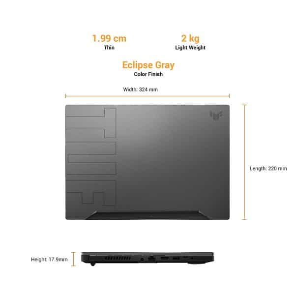 Asus TUF Dash F15 (2021), 15.6-inch FHD 240Hz/3ms, Intel Core i7-11370H 11th Gen, RTX 3070 8GB Graphics, (16GB RAM/1TB SSD/Office 2019/Win 10/Gray), FX516PR-AZ107TS - Image 5