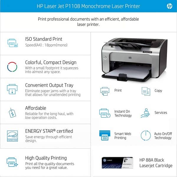 HP Laserjet P1108 Single Function Monochrome Laser Printer - Image 7