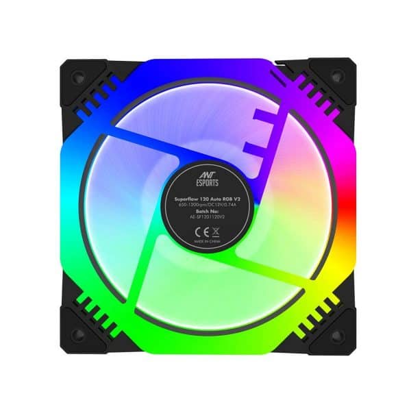 Ant Esports Octaflow 120 Auto RGB 120mm 1200 RPM Cooler Case Fan with Dual Sided RGB Ring Illumination - Image 5