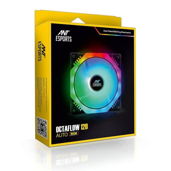 Ant Esports Octaflow 120 Auto RGB 120mm 1200 RPM Cooler Case Fan with Dual Sided RGB Ring Illumination - Image 3