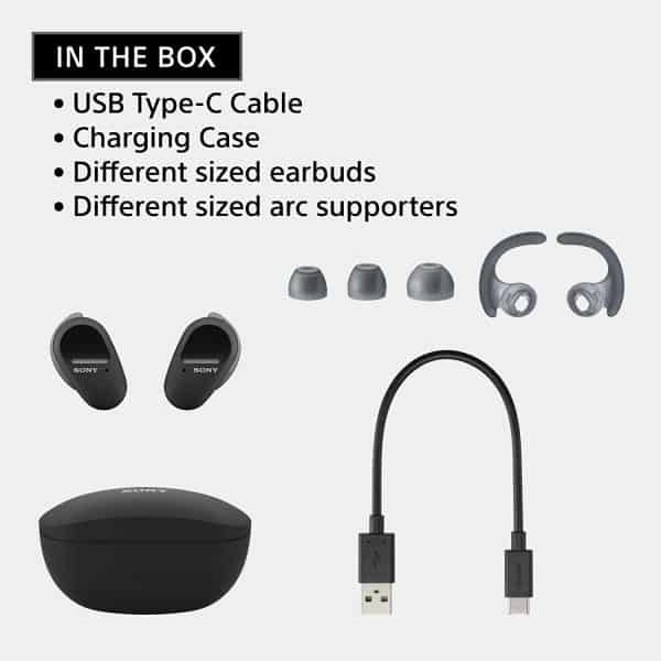 Sony WF-SP800N Noise Cancellation True Wireless (TWS) Bluetooth Sports Earbuds with 26hrs Battery Life, Splash Proof, Alexa Voice Control and mic for Phone Calls Suitable for Workout - Image 5