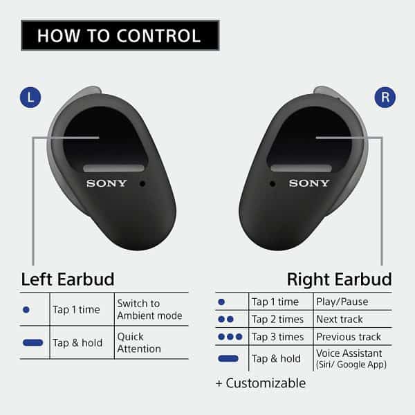 Sony WF-SP800N Noise Cancellation True Wireless (TWS) Bluetooth Sports Earbuds with 26hrs Battery Life, Splash Proof, Alexa Voice Control and mic for Phone Calls Suitable for Workout - Image 6