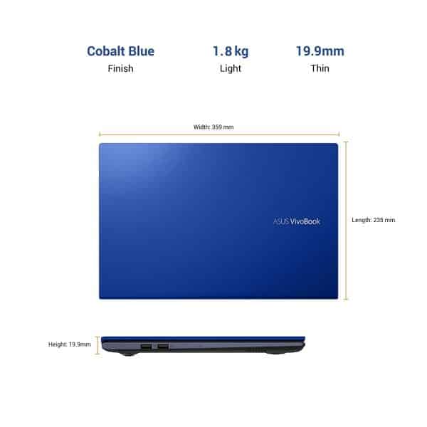 Asus VivoBook Ultra 15 (2020) Intel Core i3-1115G4 11th Gen, 15.6" (39.62 cm) FHD Thin and Light Laptop (8GB RAM/256GB NVMe SSD/Windows 10/Office 2019/Integrated Graphics/Blue/1.8 Kg) X513EA-BQ311TS - Image 4