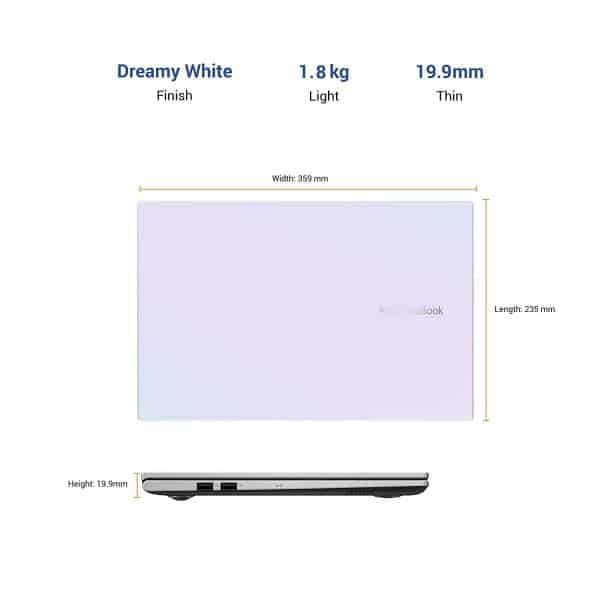 ASUS VivoBook Ultra 15 (2020) Intel Core i3-1115G4 11th Gen, 15.6" (39.62 cm) FHD Thin and Light Laptop (8GB RAM/256GB NVMe SSD/Windows 10/Office 2019/Integrated Graphics/White/1.8 Kg) X513EA-BQ313TS - Image 4