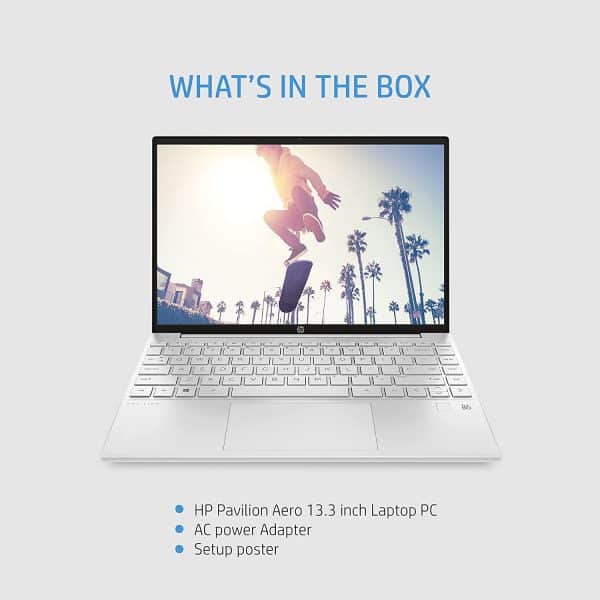 HP Pavilion Aero Ultra Thin & Light 13.3-inch(33.8 cm) WUXGA Laptop (Ryzen 5-5600U/16GB RAM/512GB SSD/Windows 10/MS Office/Natural Silver/0.97 Kg), 13-be0030AU - Image 8