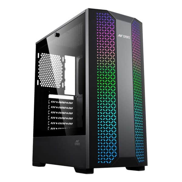 Ant Esports ICE-280TG Mid Tower Computer Case I Gaming Cabinet Supports ATX, Micro-ATX, Motherboard with Transparent Side Panel 1 x 120 mm Rear Fan Preinstalled - Black - Image 3