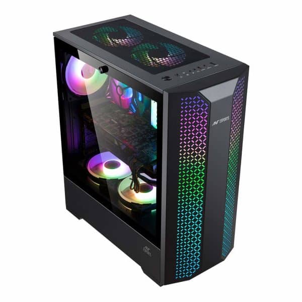 Ant Esports ICE-280TG Mid Tower Computer Case I Gaming Cabinet Supports ATX, Micro-ATX, Motherboard with Transparent Side Panel 1 x 120 mm Rear Fan Preinstalled - Black - Image 6