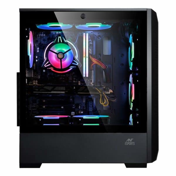 Ant Esports ICE-280TG Mid Tower Computer Case I Gaming Cabinet Supports ATX, Micro-ATX, Motherboard with Transparent Side Panel 1 x 120 mm Rear Fan Preinstalled - Black - Image 9