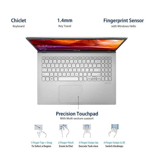 ASUS VivoBook 15 AMD Hexa Core Ryzen 5-5500U(8GB RAM/512 GB SSD/Win. 10/ MS Office H&S 2019/1 Yr. McAfee/Integrated Graphics/15.6” FHD IPS/FP Reader/1.8 kg/Silver/1 Yr.)M515UA-BQ512TS - Image 4