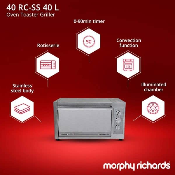 Morphy Richards 40 RCSS Stainless Steel Oven Toaster Grill (Silver, 40-L) - Image 6