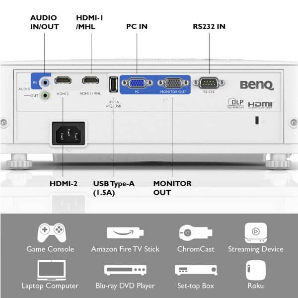 BenQ TH585 Full HD DLP Projector , 3500 Lumen, 1080p, 95% Rec.709, Low Latency, HDMI, 3D, 10W Speaker, Auto Keystone, Digital Lens Shift, 15000 Hrs Lamp Life - Image 5