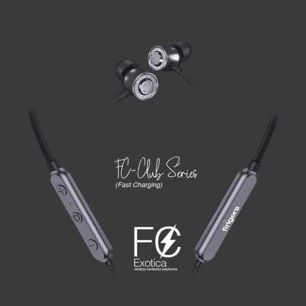 FINGERS FC-Exotica Wireless Neckband Earphones (Spectacular Bass | Magnetic Angular Earbuds | 10 Hours Playback | Fast Charge | Sweat Proof) - Dark Silver - Image 3