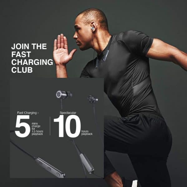 FINGERS FC-Exotica Wireless Neckband Earphones (Spectacular Bass | Magnetic Angular Earbuds | 10 Hours Playback | Fast Charge | Sweat Proof) - Dark Silver - Image 4